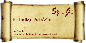 Szladky Jolán névjegykártya
